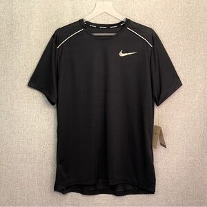 NIKE Dri-FIT Miler Short Sleeve Workout Running Top T-Shirt MEDIUM Black - NWT
